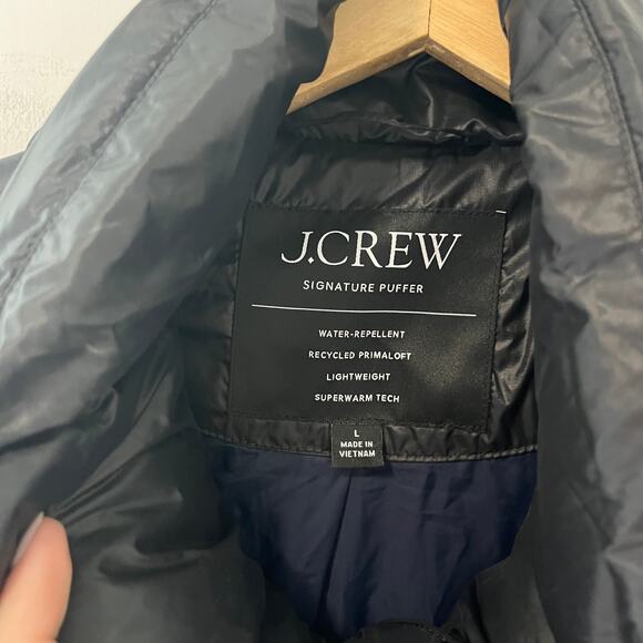 J. Crew Black Signature Puffer Coat Size Large - Picture 2 of 8